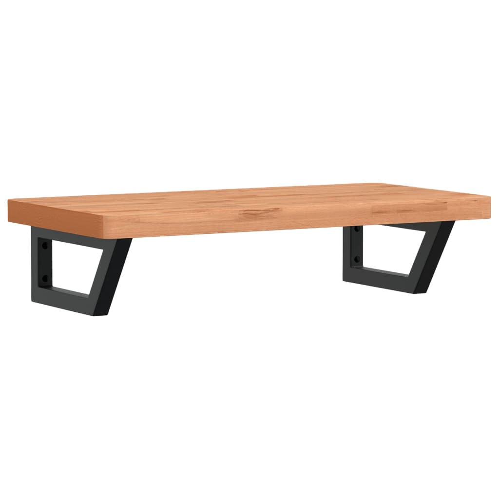 Étagère De Vasque Murale Acier Et Bois Massif De Hêtre Marron Foncé Et Noir