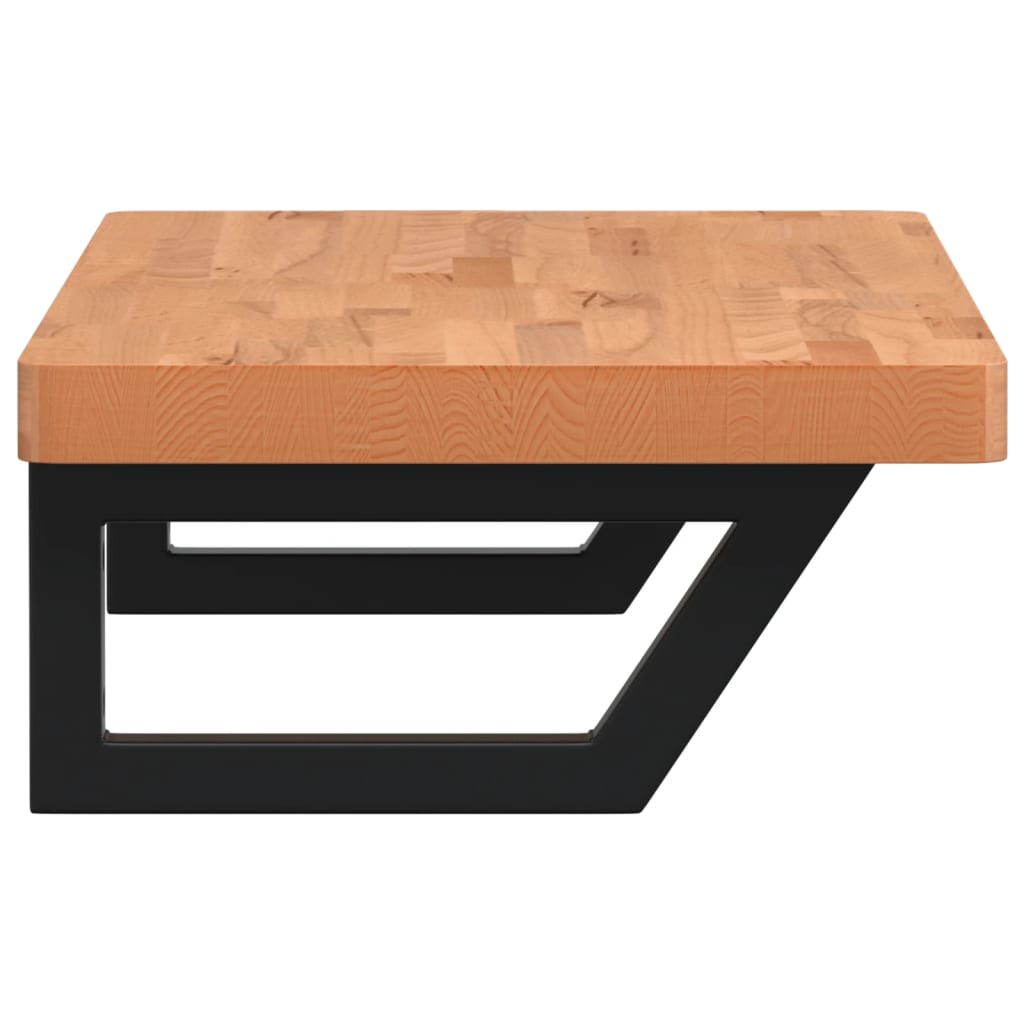 Étagère De Vasque Murale Acier Et Bois Massif De Hêtre Marron Foncé Et Noir