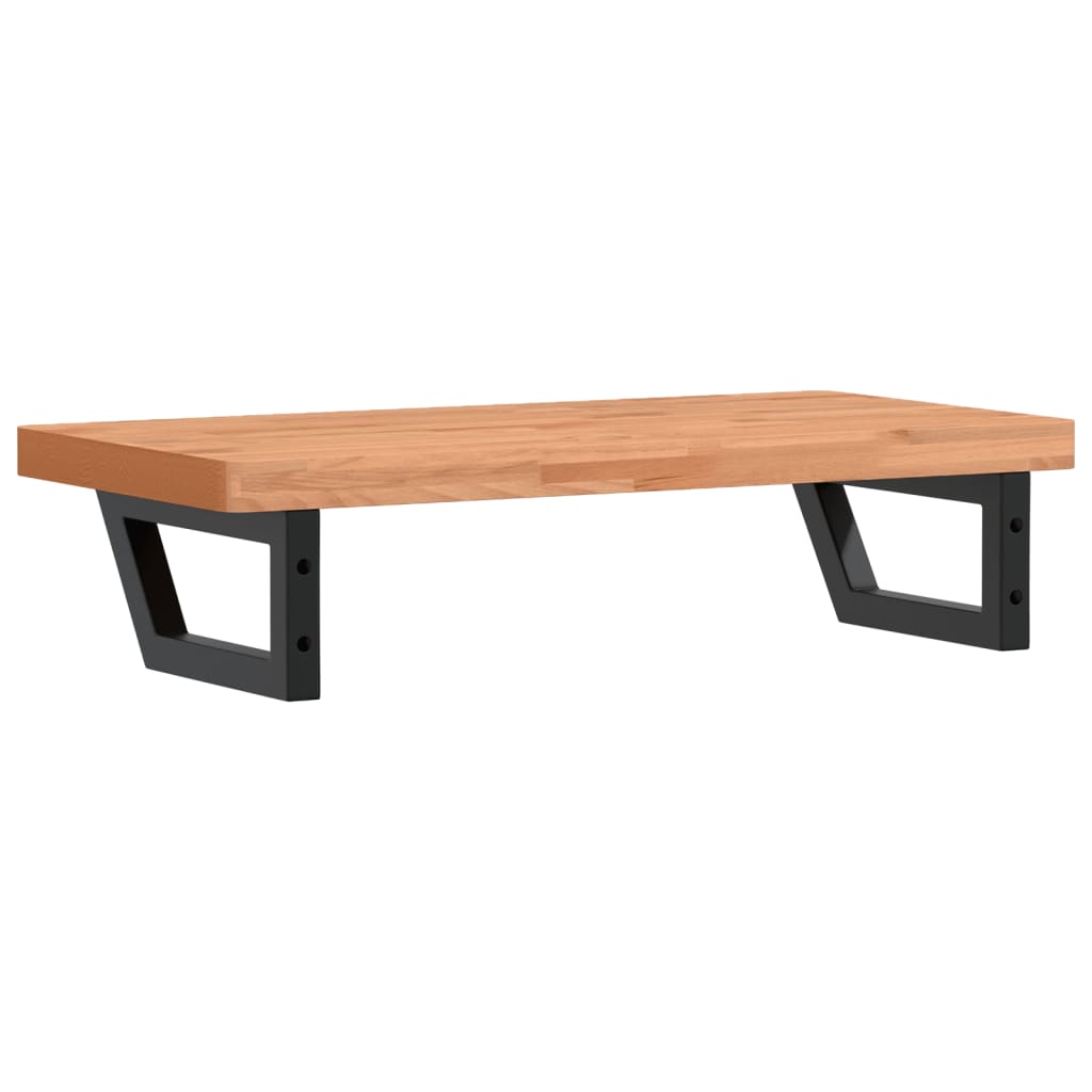 Étagère De Vasque Murale Acier Et Bois Massif De Hêtre Marron Foncé Et Noir