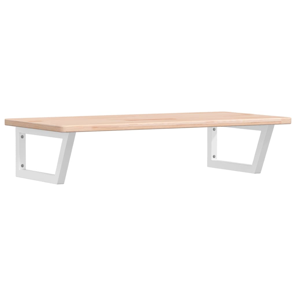 Étagère De Vasque Murale Acier Et Bois De Chêne Massif Marron Et Blanc