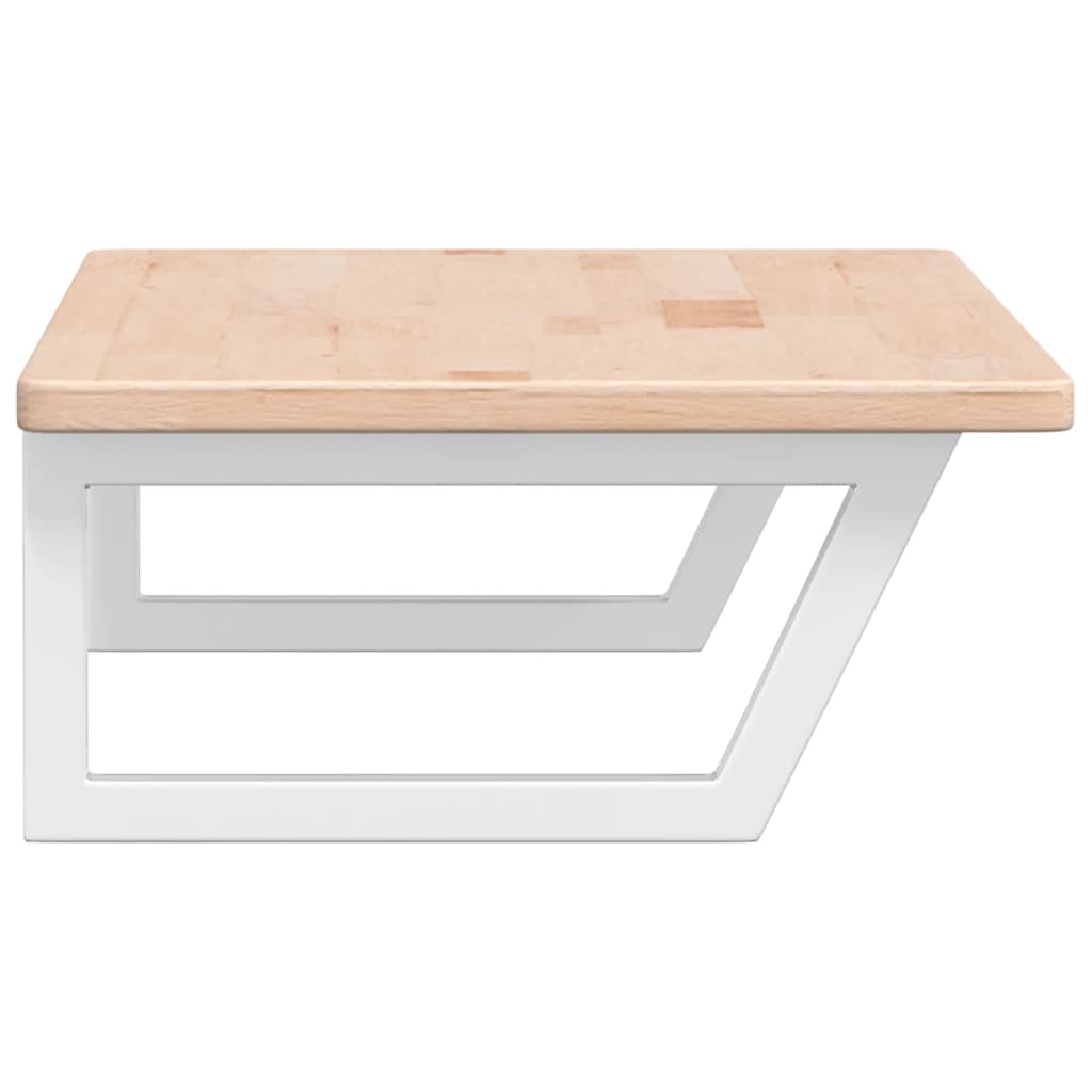 Étagère De Vasque Murale Acier Et Bois De Chêne Massif Marron Et Blanc