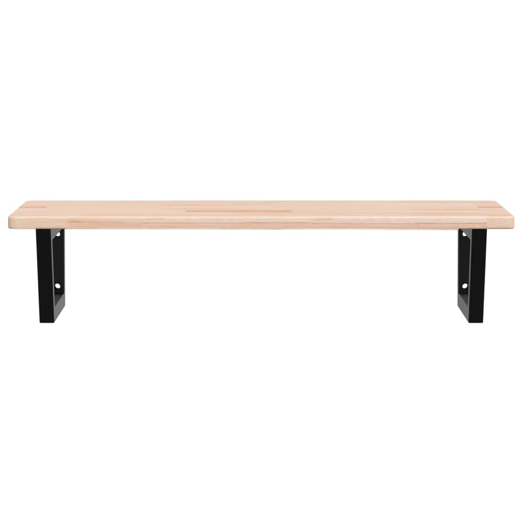 Étagère De Vasque Murale Acier Et Bois De Chêne Massif Marron Et Noir