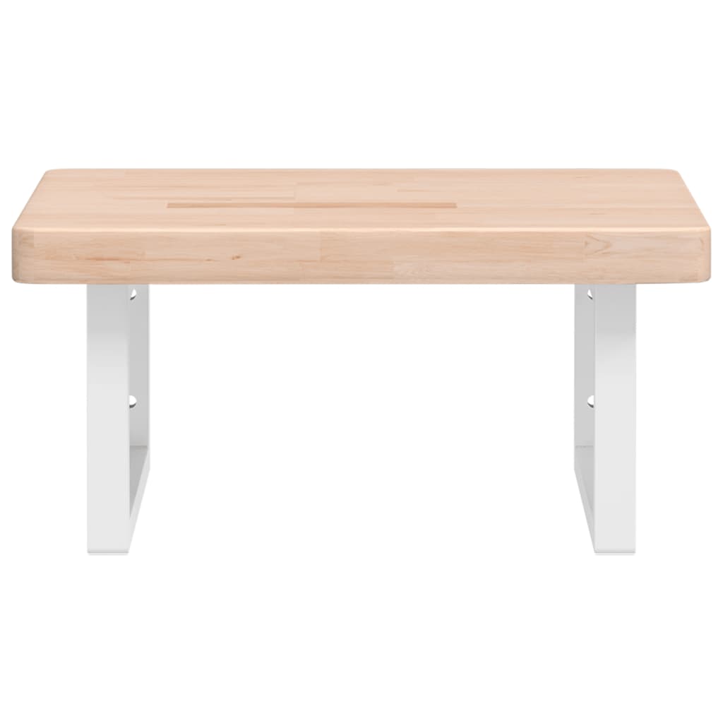 Étagère De Vasque Murale Acier Et Bois De Chêne Massif Marron Et Blanc