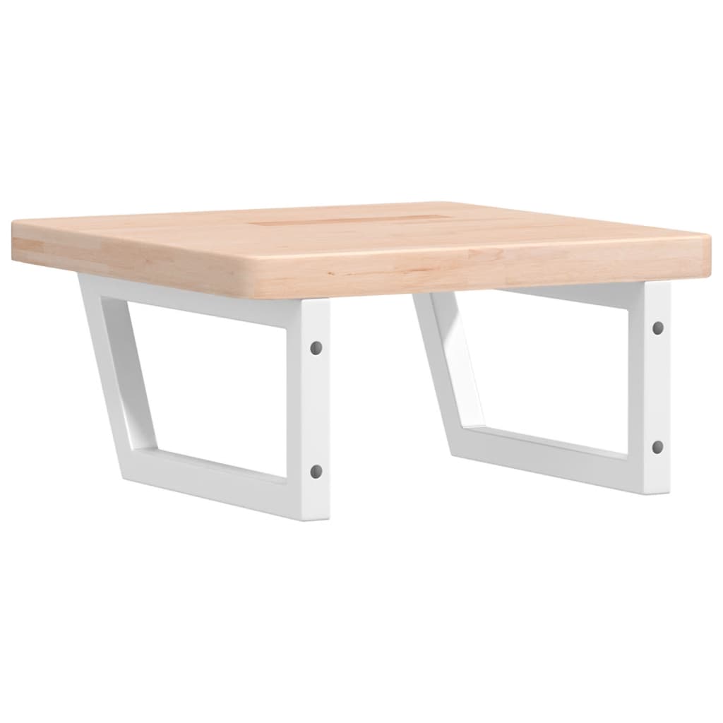 Étagère De Vasque Murale Acier Et Bois De Chêne Massif Marron Et Blanc