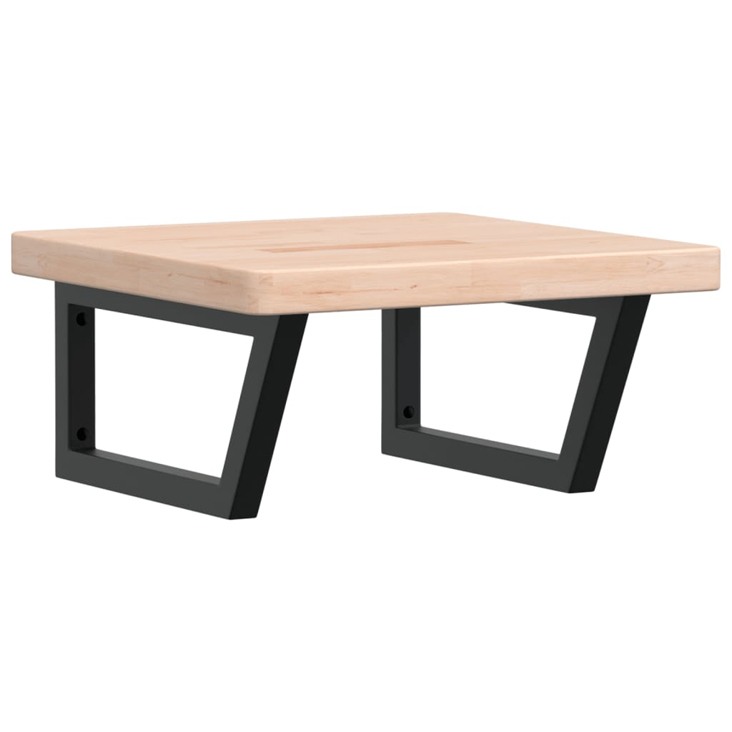 Étagère De Vasque Murale Acier Et Bois De Chêne Massif Marron Et Noir