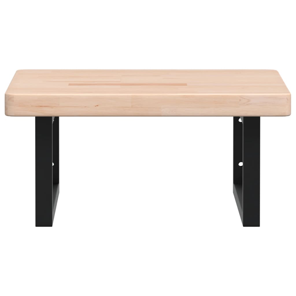 Étagère De Vasque Murale Acier Et Bois De Chêne Massif Marron Et Noir