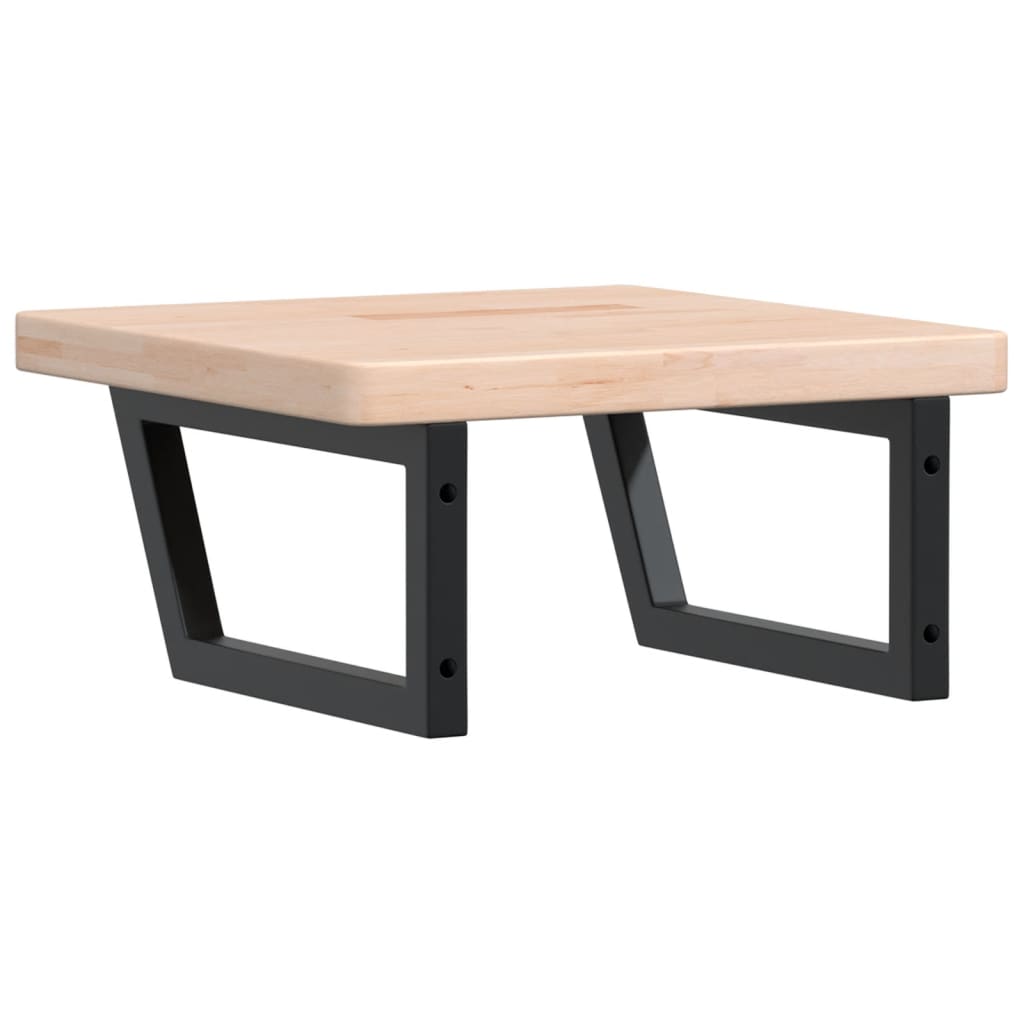 Étagère De Vasque Murale Acier Et Bois De Chêne Massif Marron Et Noir