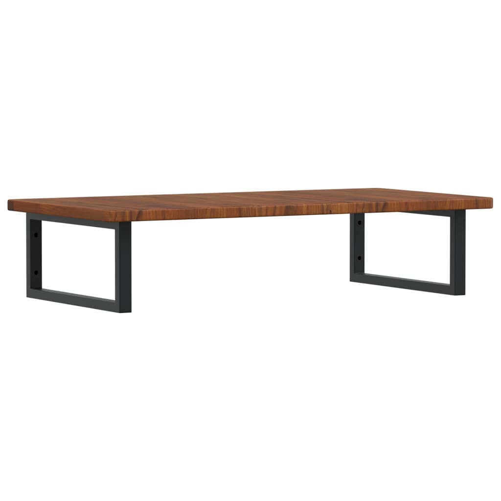 Étagère De Vasque Murale Acier Et Bois De Chêne Massif Marron Foncé Et Noir