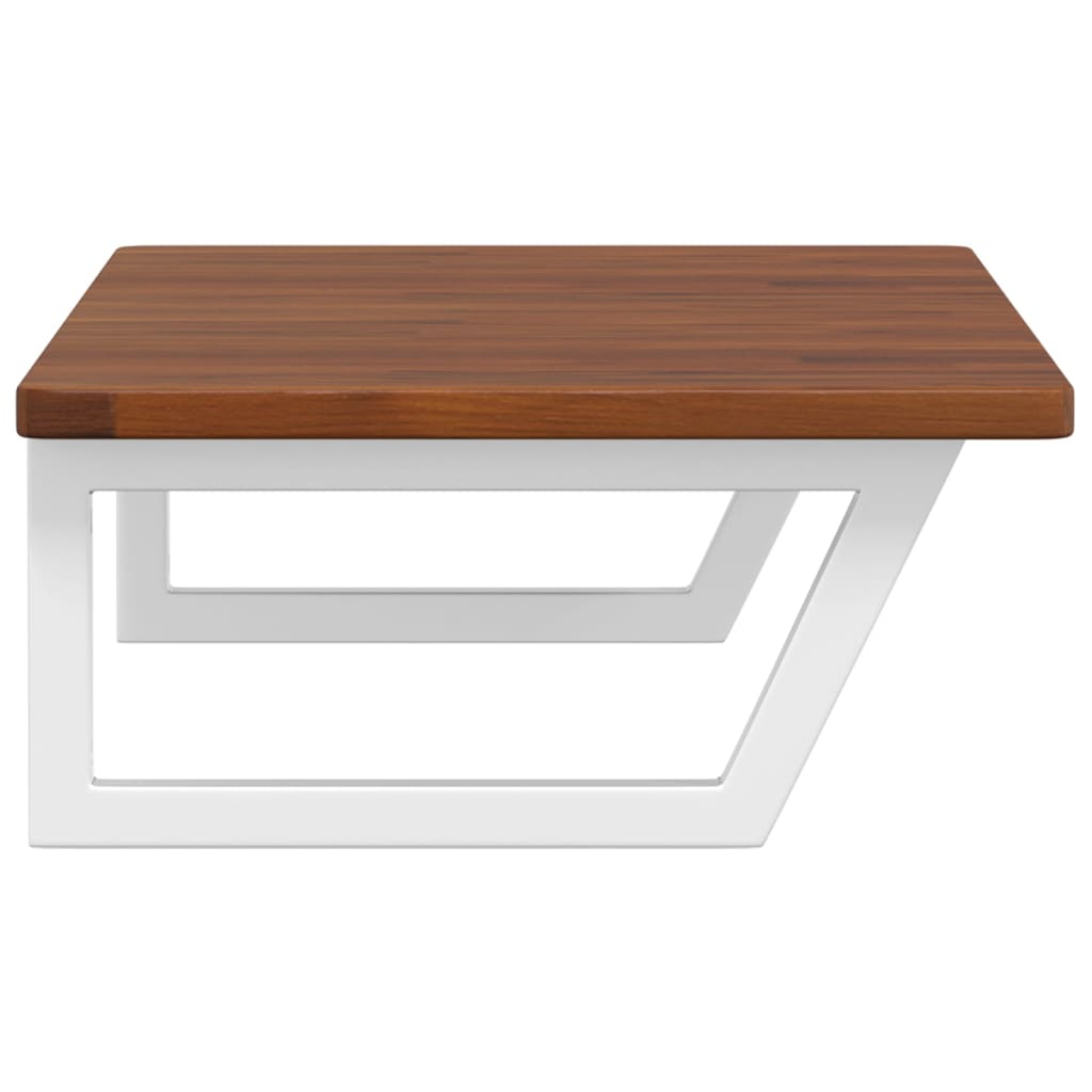 Étagère De Vasque Murale Acier Et Bois De Chêne Massif Marron Foncé Et Blanc