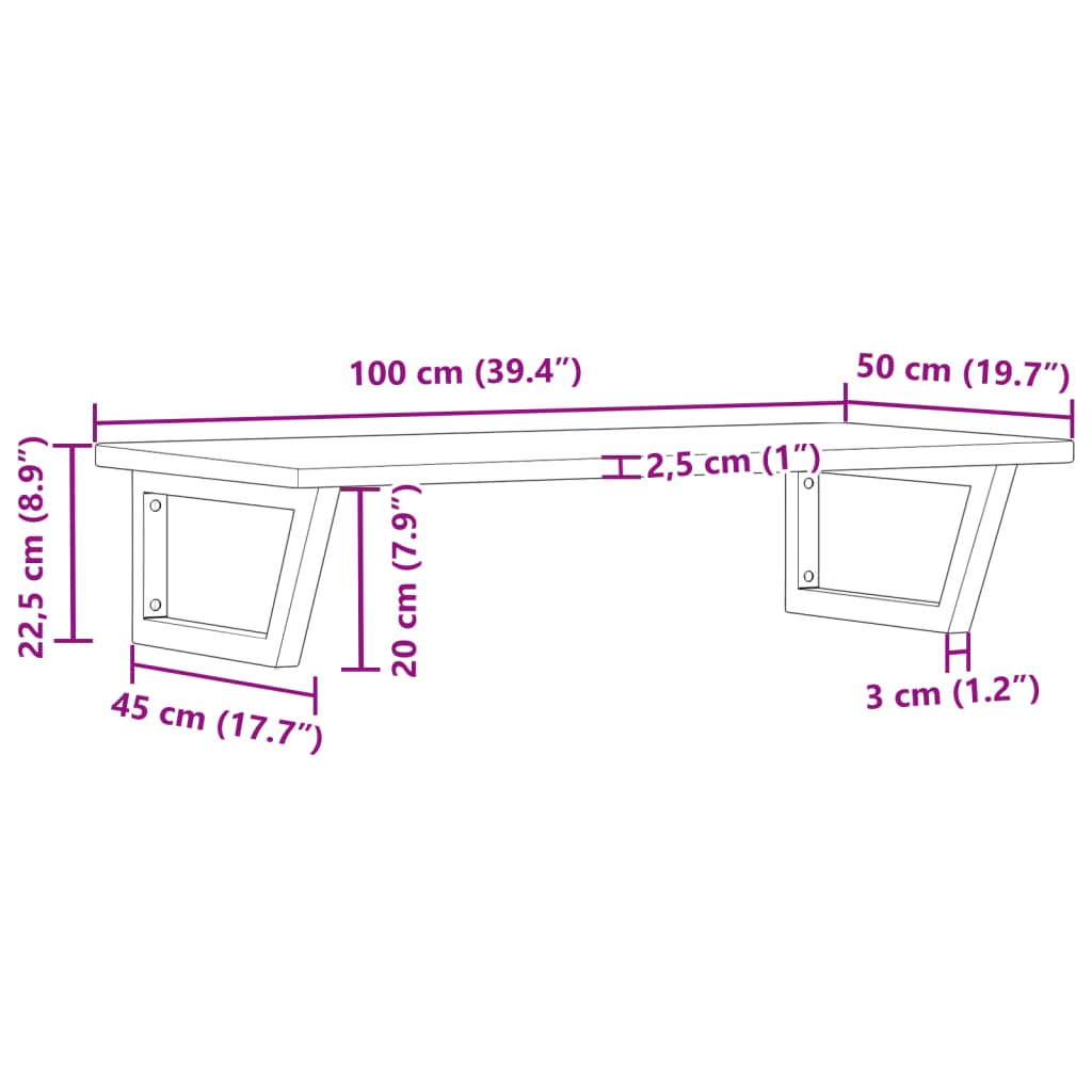 Étagère De Vasque Murale Acier Et Bois De Chêne Massif Marron Foncé Et Blanc