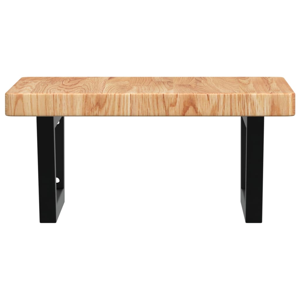 Étagère De Vasque Murale Acier Et Bois De Chêne Massif Marron Clair Et Noir