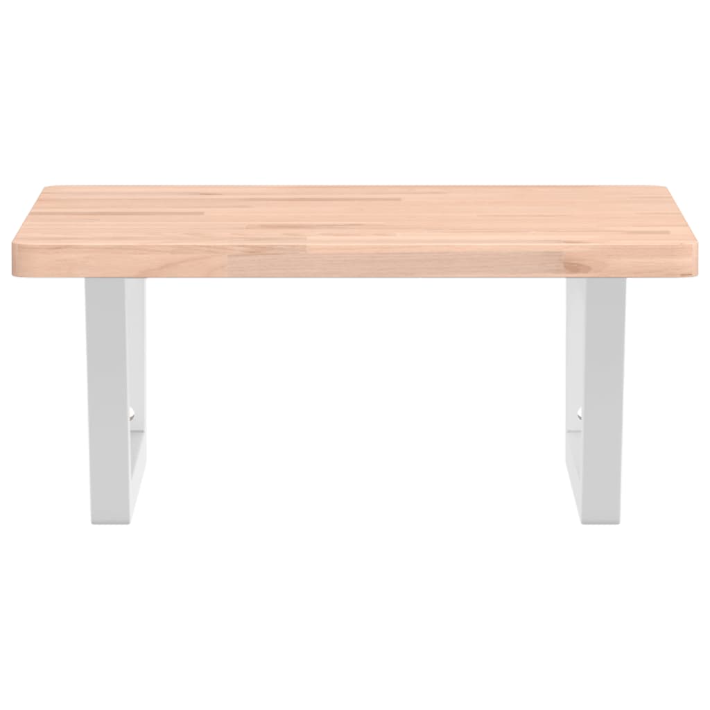 Étagère De Vasque Murale Acier Et Bois Massif De Hêtre Marron Et Blanc