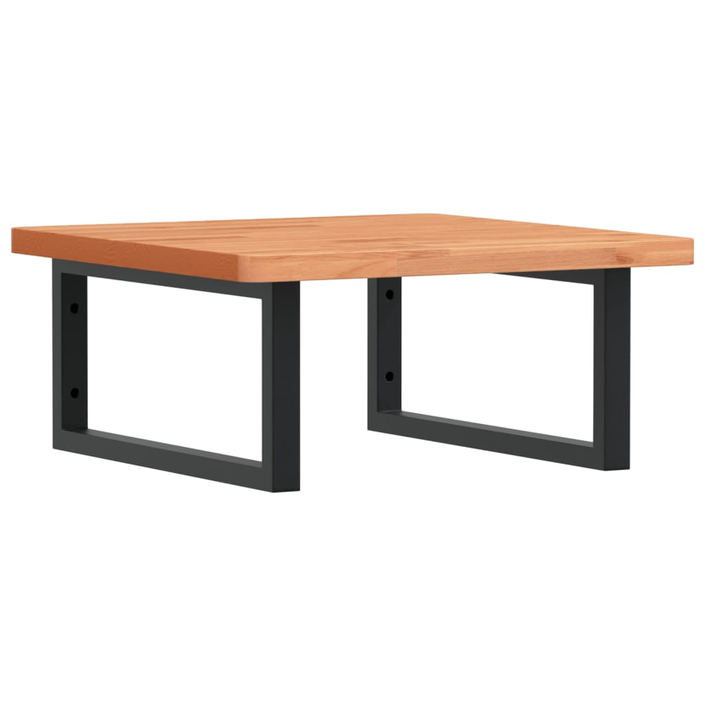 Étagère De Vasque Murale Acier Et Bois Massif De Hêtre Marron Foncé Et Noir