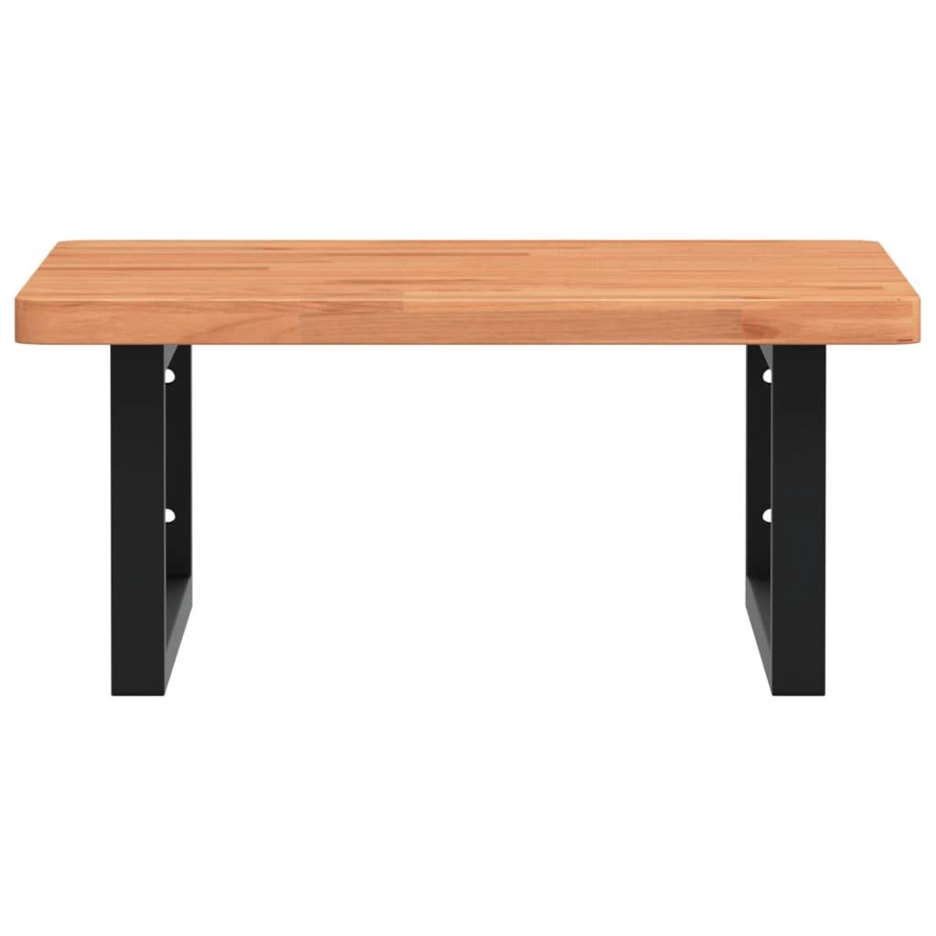 Étagère De Vasque Murale Acier Et Bois Massif De Hêtre Marron Foncé Et Noir