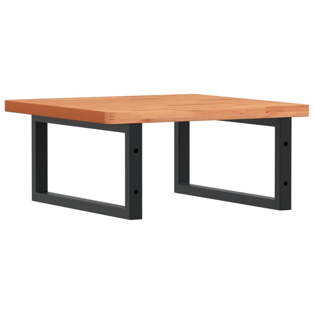 Étagère De Vasque Murale Acier Et Bois Massif De Hêtre Marron Foncé Et Noir