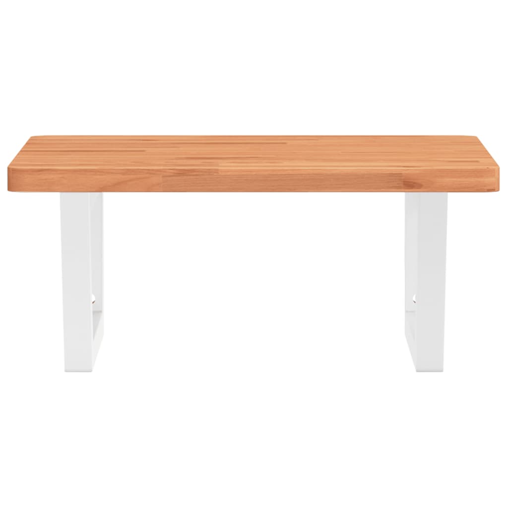 Étagère De Vasque Murale Acier Et Bois Massif De Hêtre Marron Foncé Et Blanc