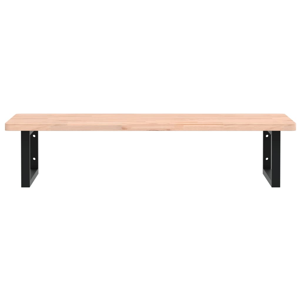 Étagère De Vasque Murale Acier Et Bois Massif De Hêtre Marron Et Noir