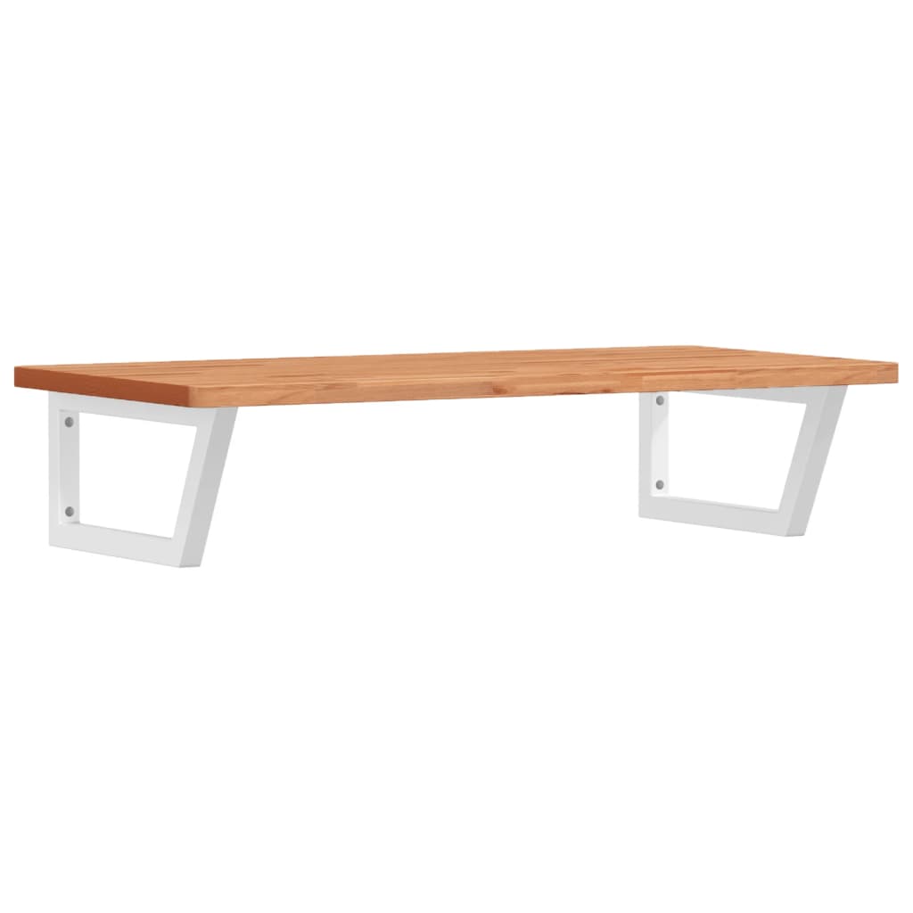 Étagère De Vasque Murale Acier Et Bois Massif De Hêtre Marron Foncé Et Blanc