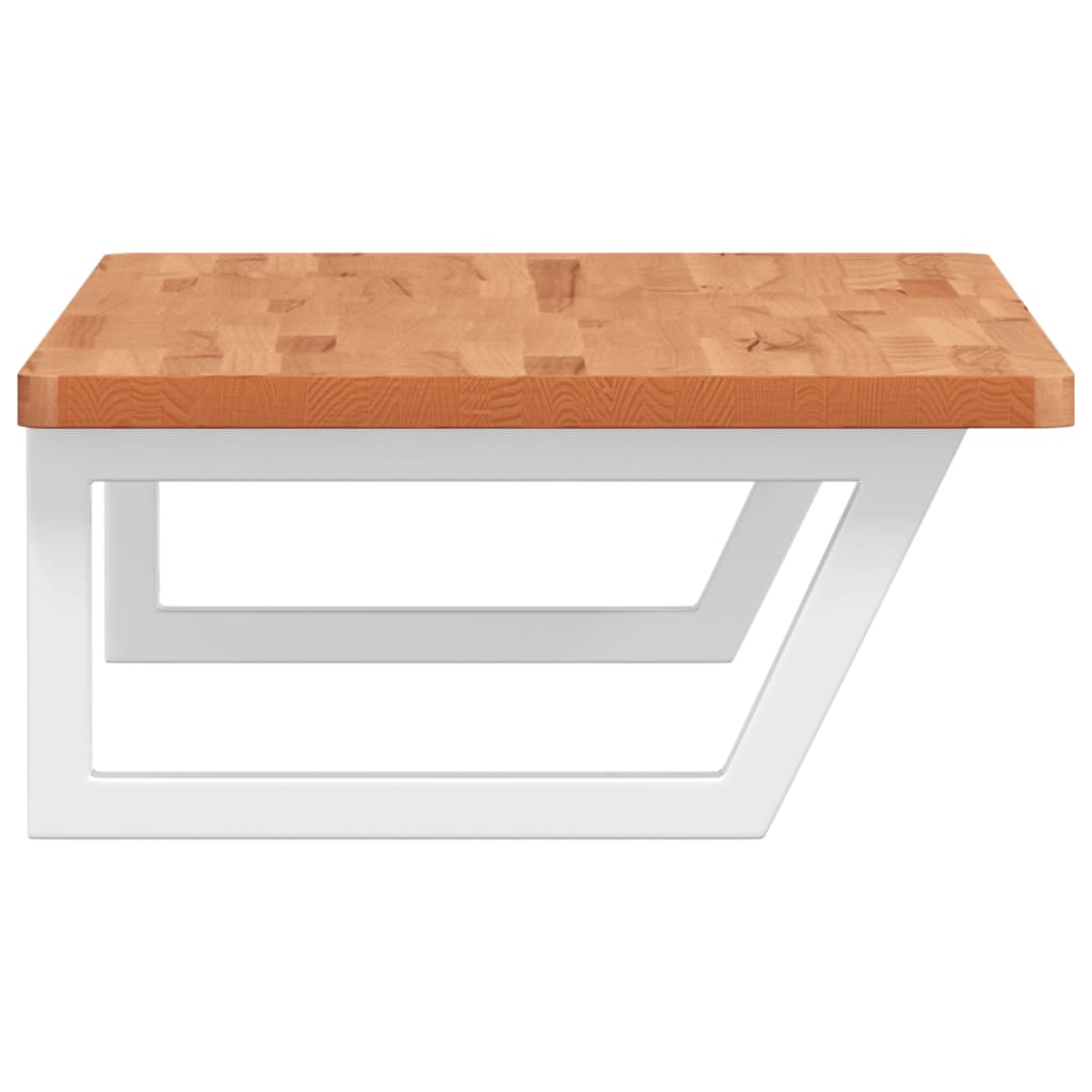 Étagère De Vasque Murale Acier Et Bois Massif De Hêtre Marron Foncé Et Blanc