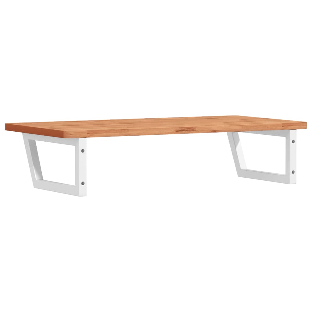 Étagère De Vasque Murale Acier Et Bois Massif De Hêtre Marron Foncé Et Blanc