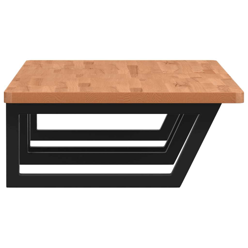 Étagère De Vasque Murale Acier Et Bois Massif De Hêtre Noir