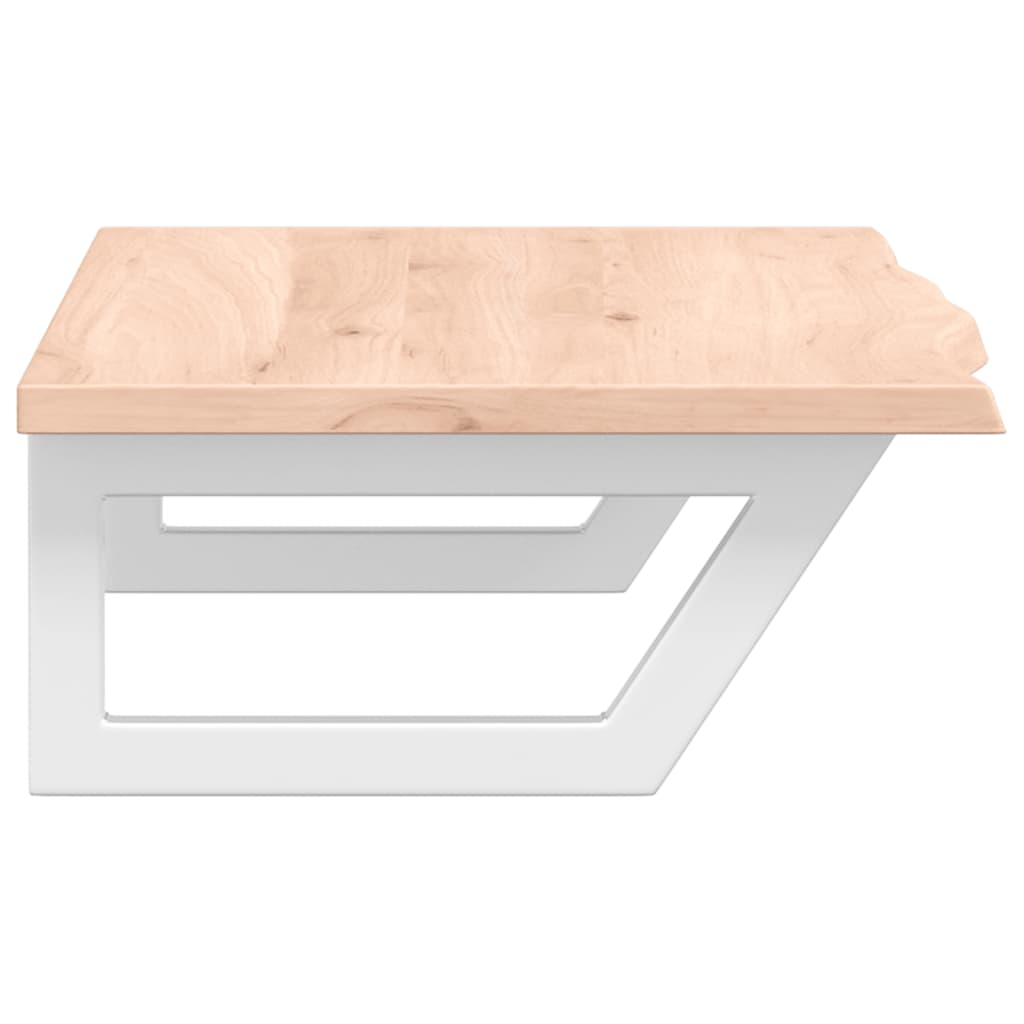 Étagère De Vasque Murale Acier Et Bois De Chêne Massif Marron Et Blanc