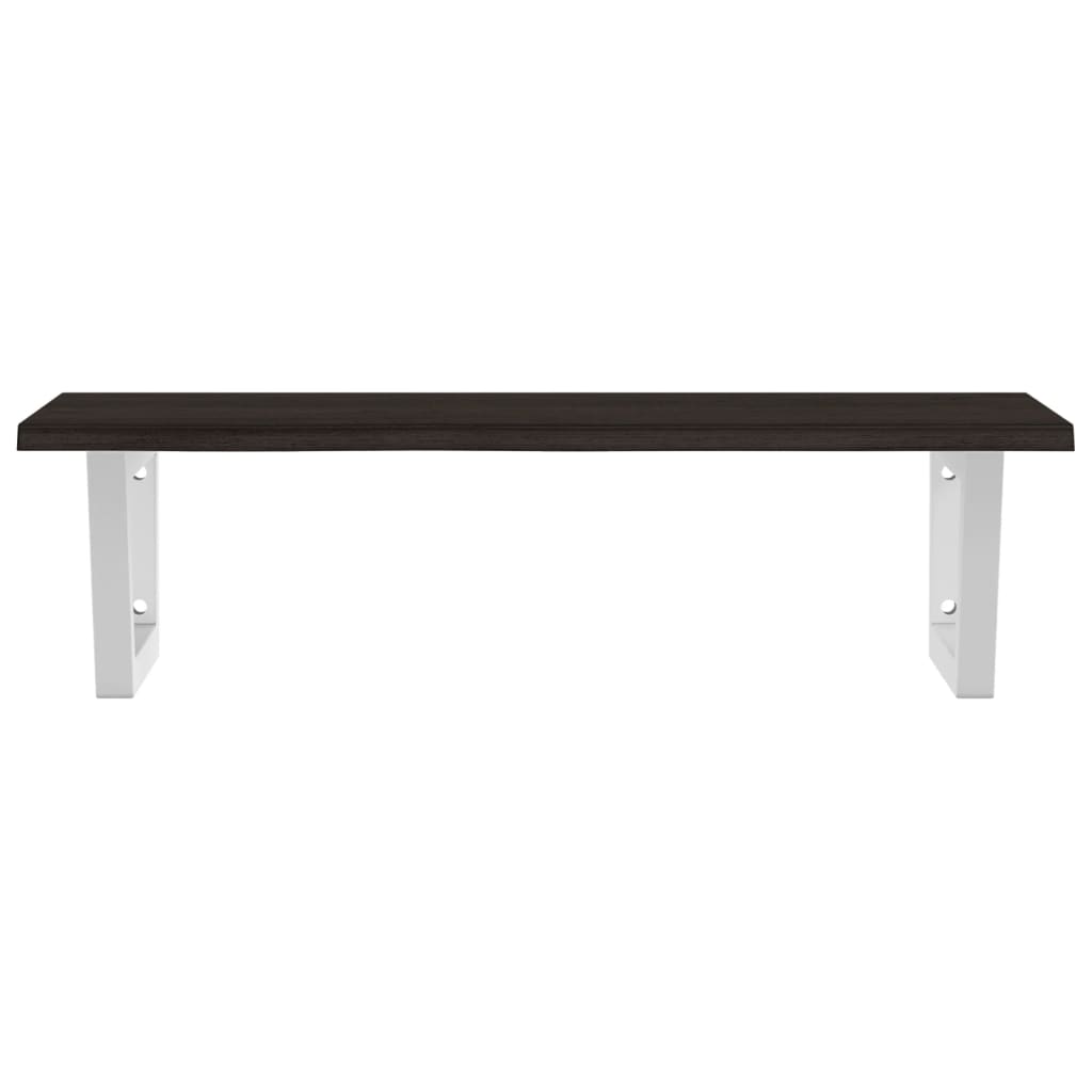 Étagère De Vasque Murale Acier Et Bois De Chêne Massif Marron Foncé Et Blanc