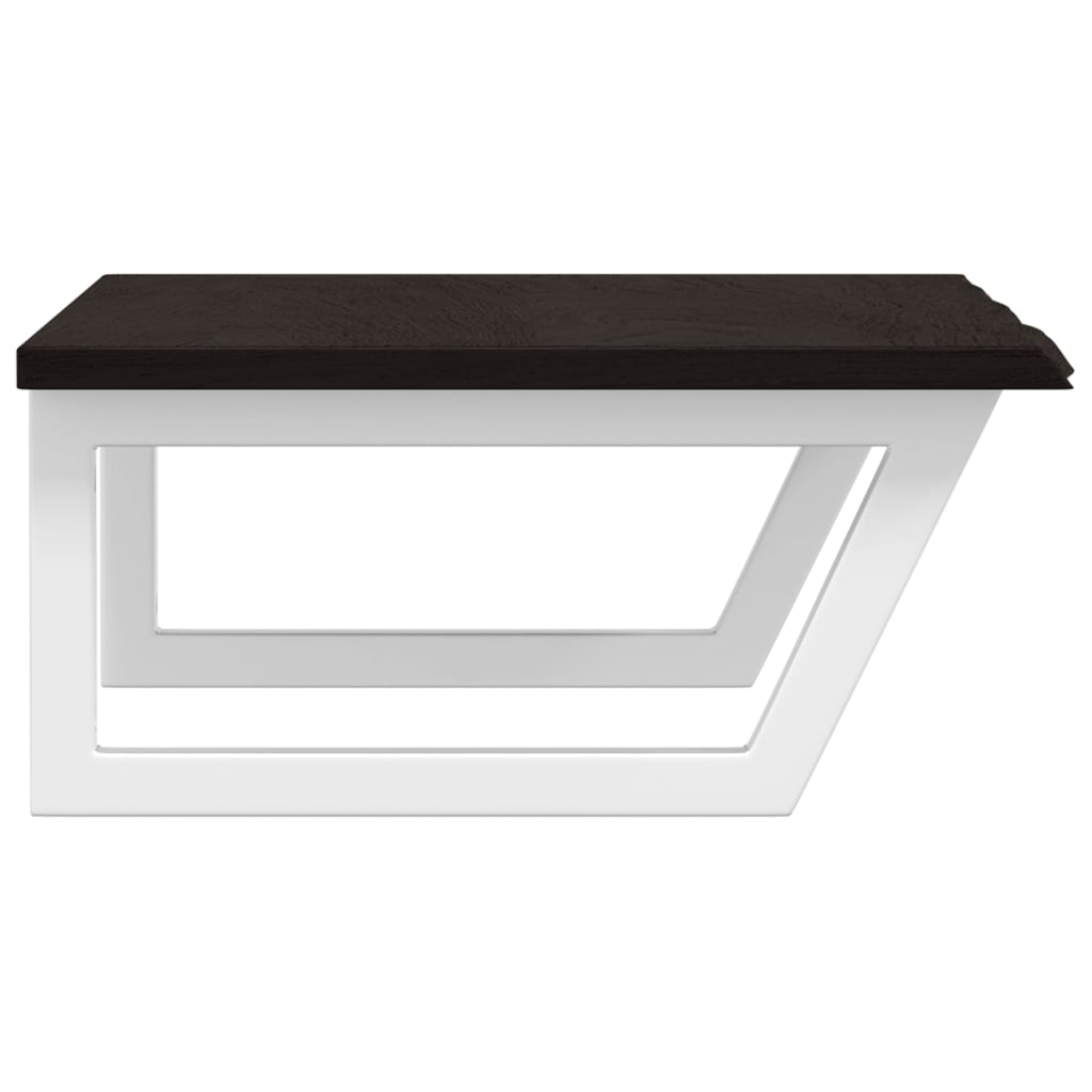 Étagère De Vasque Murale Acier Et Bois De Chêne Massif Marron Foncé Et Blanc