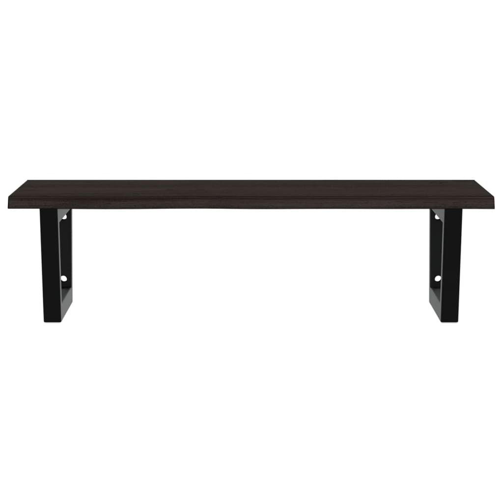 Étagère De Vasque Murale Acier Et Bois De Chêne Massif Marron Foncé Et Noir