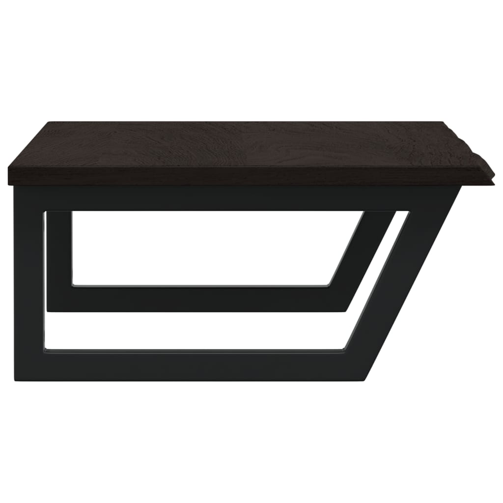 Étagère De Vasque Murale Acier Et Bois De Chêne Massif Marron Foncé Et Noir