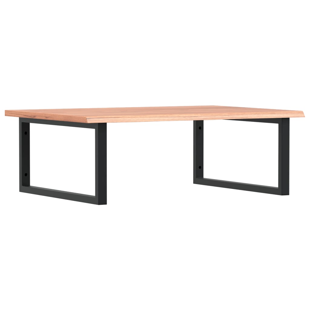 Étagère De Vasque Murale Acier Et Bois De Chêne Massif Marron Clair Et Noir