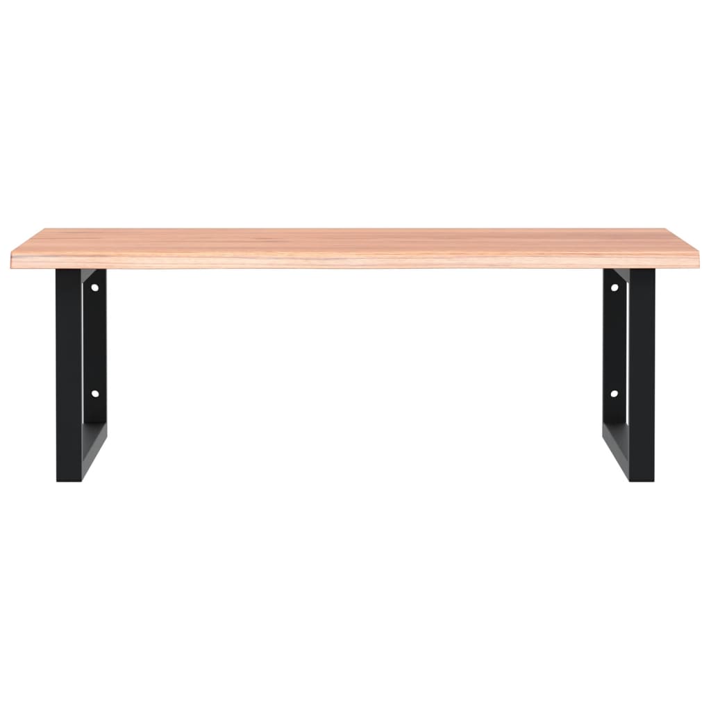 Étagère De Vasque Murale Acier Et Bois De Chêne Massif Marron Clair Et Noir