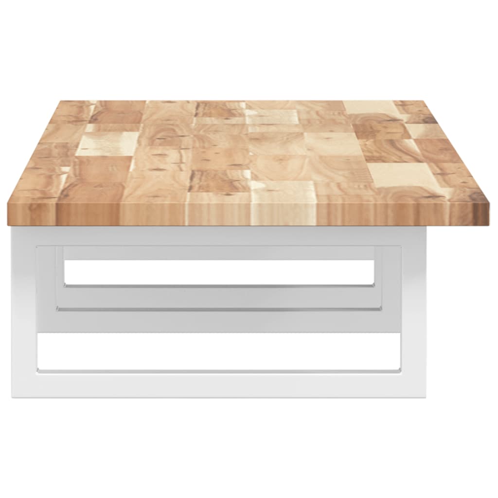 Étagère De Vasque Murale Acier Et Bois Massif D'acacia Marron Et Blanc