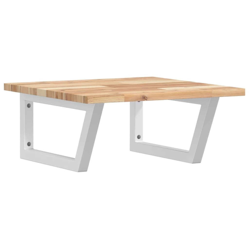 Étagère De Vasque Murale Acier Et Bois Massif D'acacia Marron Et Blanc