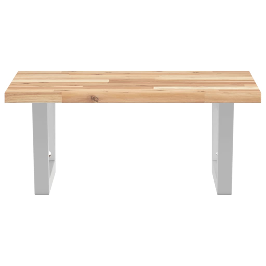 Étagère De Vasque Murale Acier Et Bois Massif D'acacia Marron Et Blanc