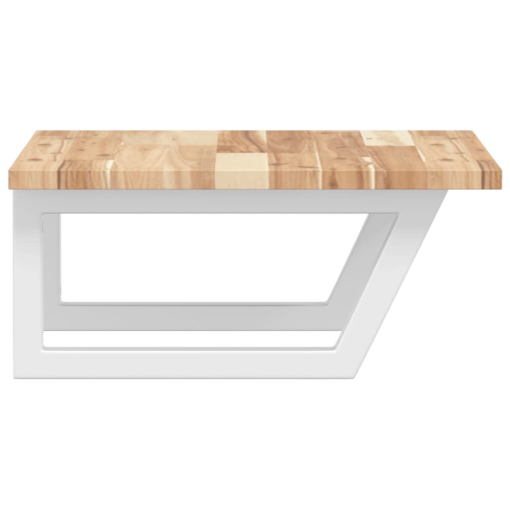 Étagère De Vasque Murale Acier Et Bois Massif D'acacia Marron Et Blanc