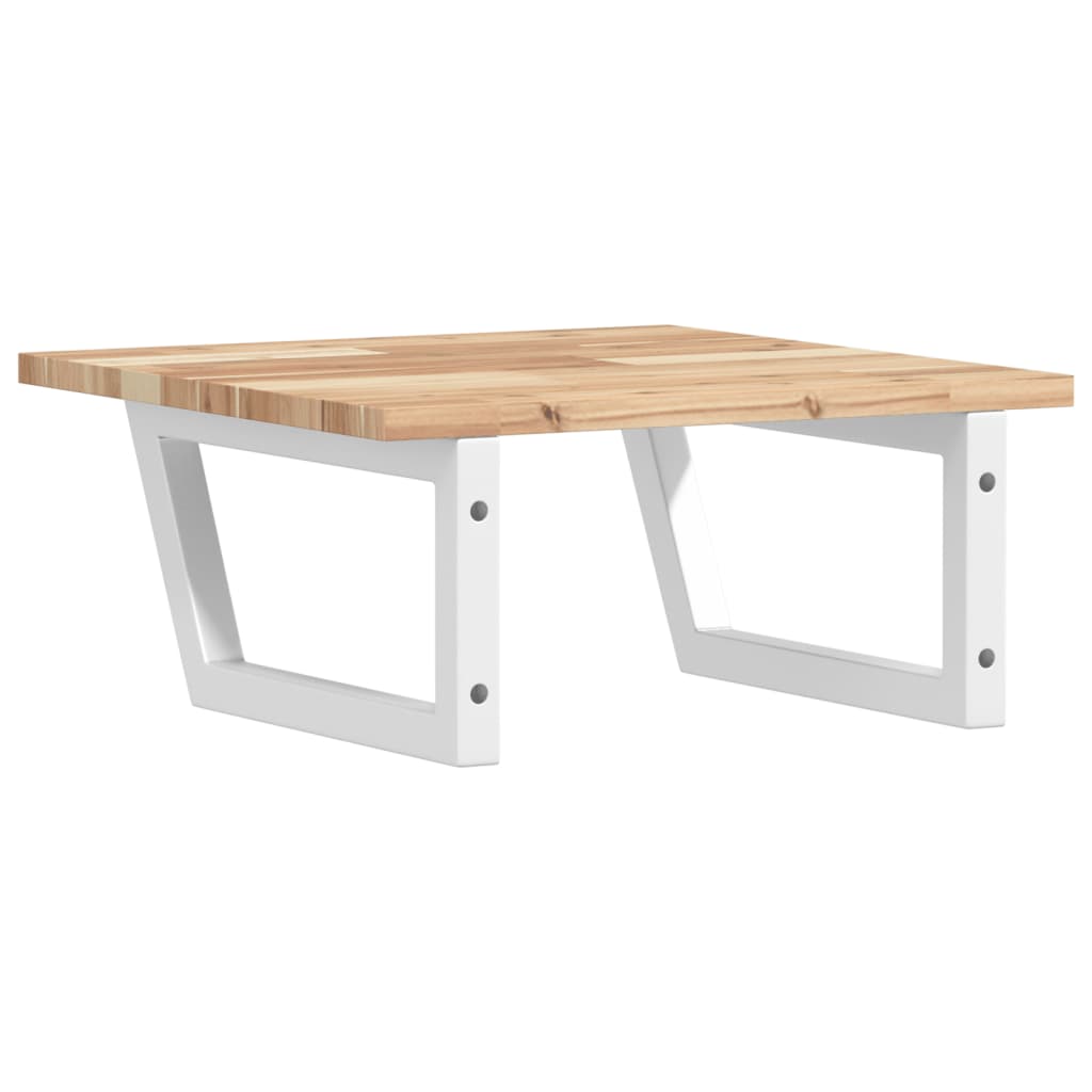 Étagère De Vasque Murale Acier Et Bois Massif D'acacia Marron Et Blanc