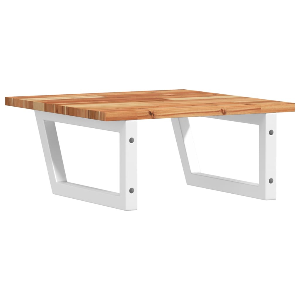 Étagère De Vasque Murale Acier Et Bois Massif D'acacia Marron Foncé Et Blanc