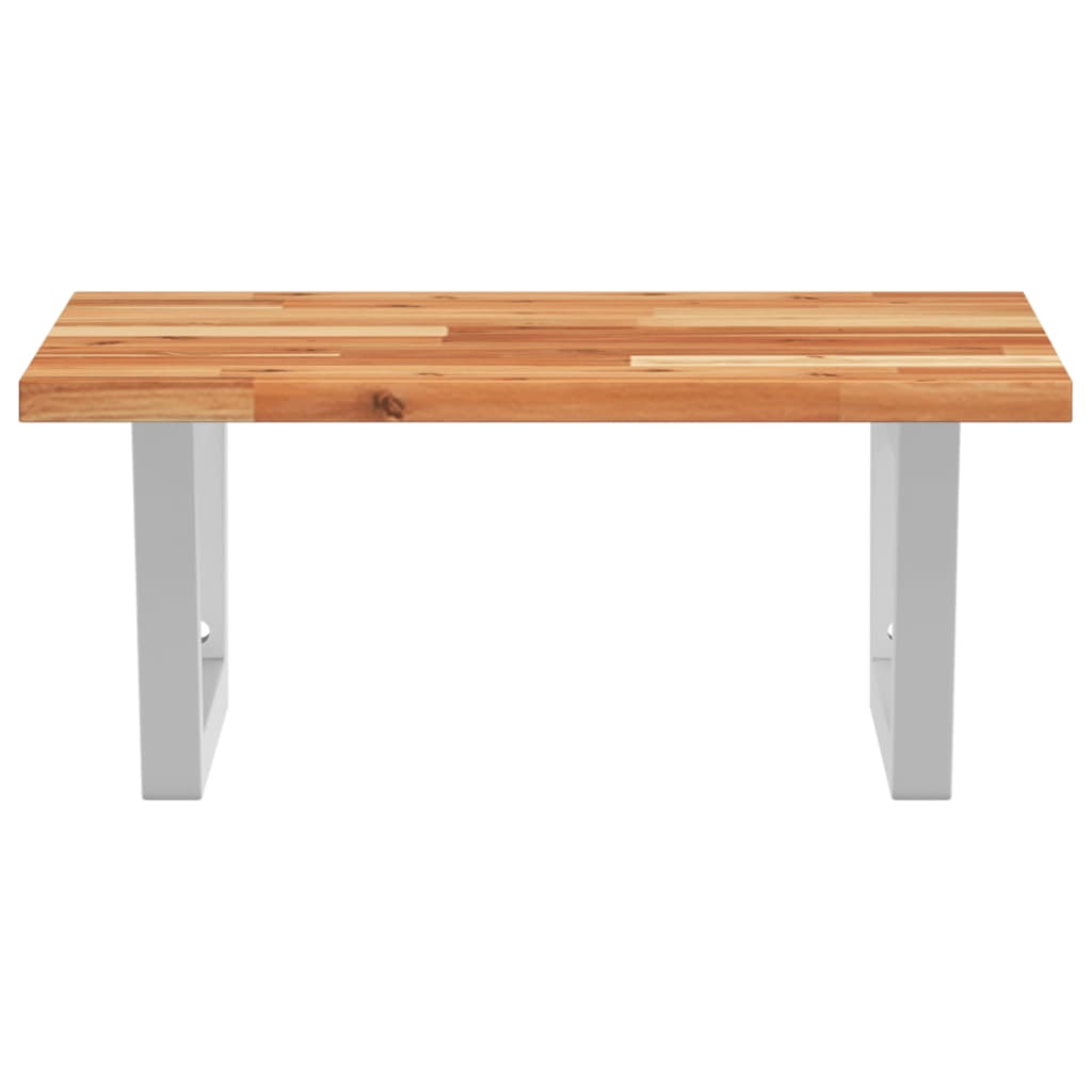 Étagère De Vasque Murale Acier Et Bois Massif D'acacia Marron Foncé Et Blanc