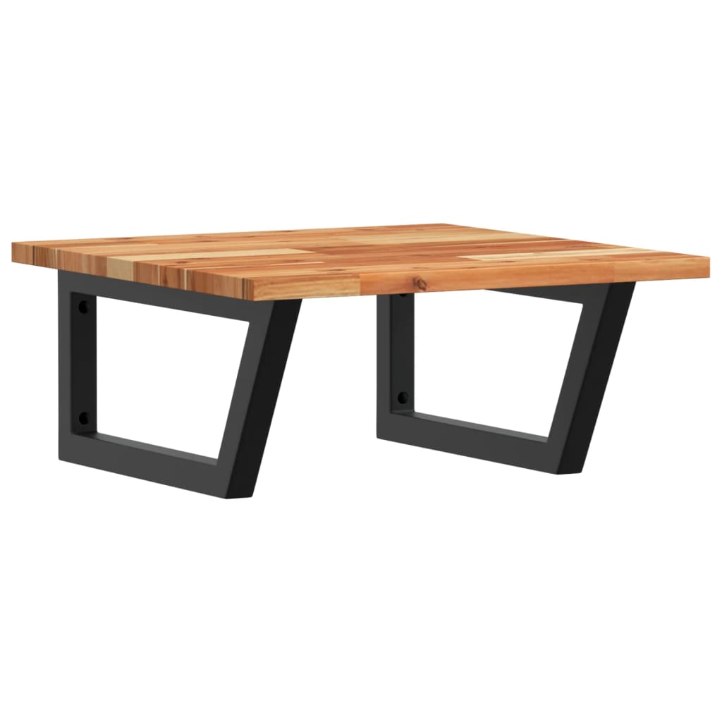 Étagère De Vasque Murale Acier Et Bois Massif D'acacia Marron Foncé Et Noir