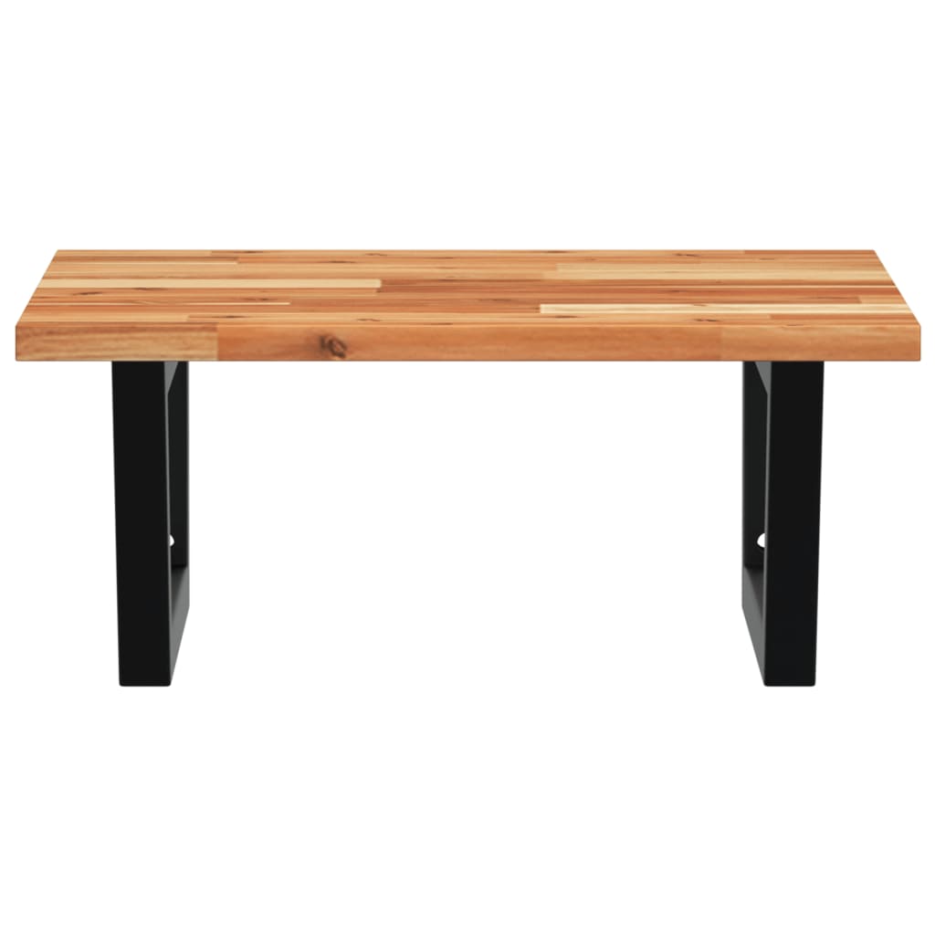 Étagère De Vasque Murale Acier Et Bois Massif D'acacia Marron Foncé Et Noir