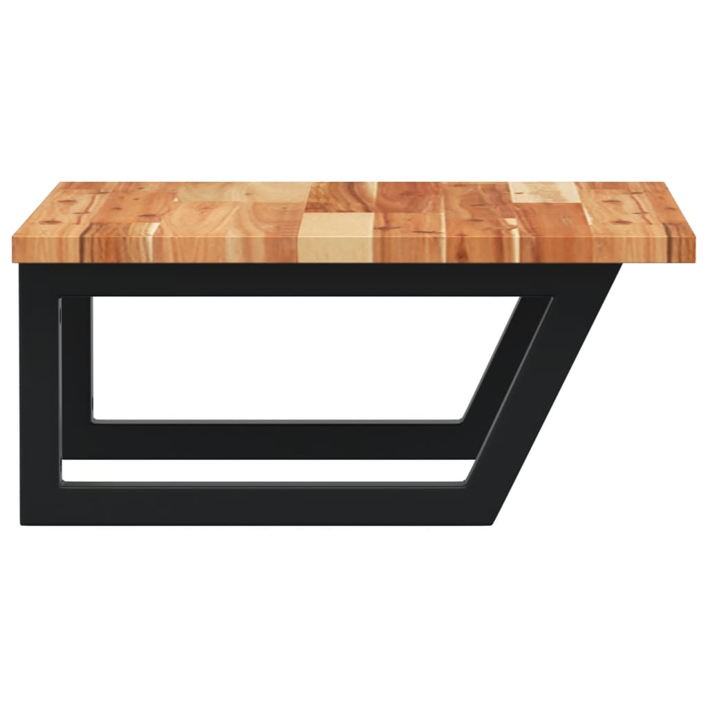 Étagère De Vasque Murale Acier Et Bois Massif D'acacia Marron Foncé Et Noir