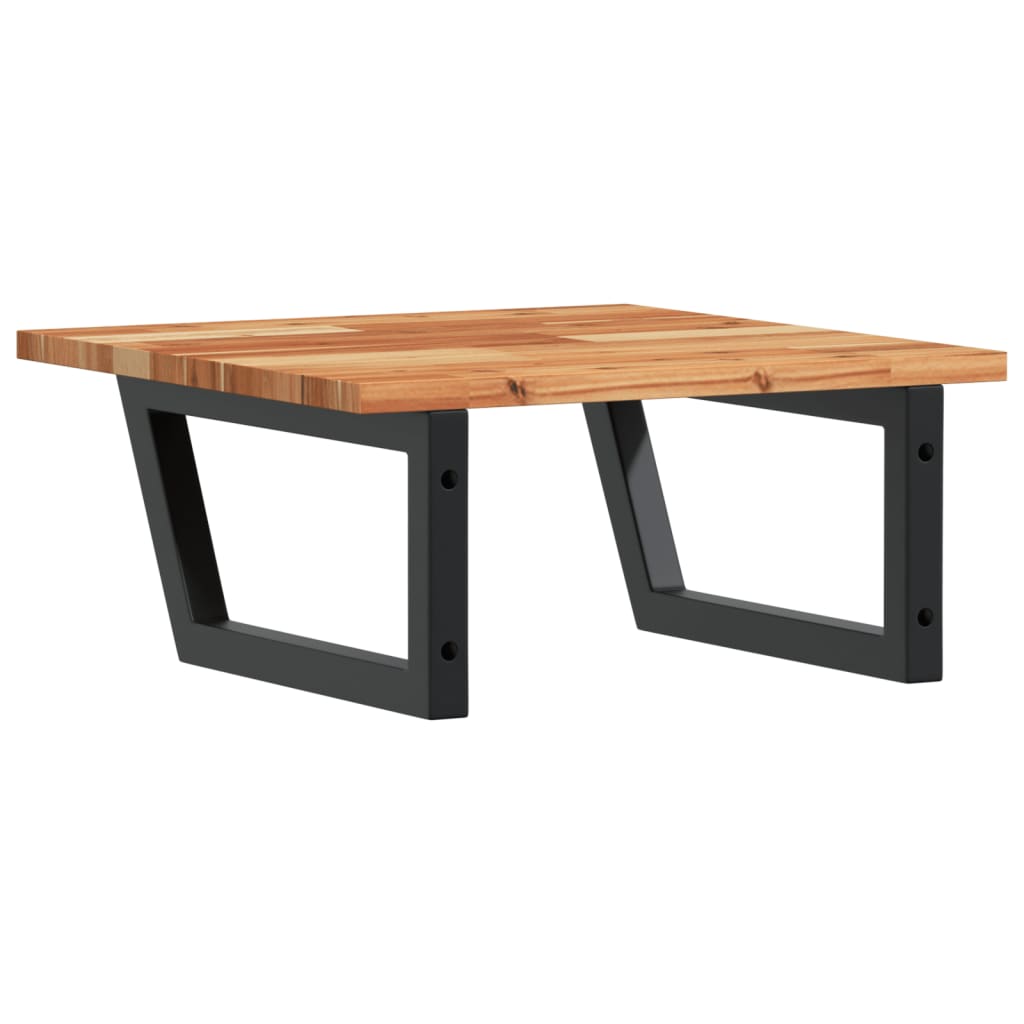 Étagère De Vasque Murale Acier Et Bois Massif D'acacia Marron Foncé Et Noir