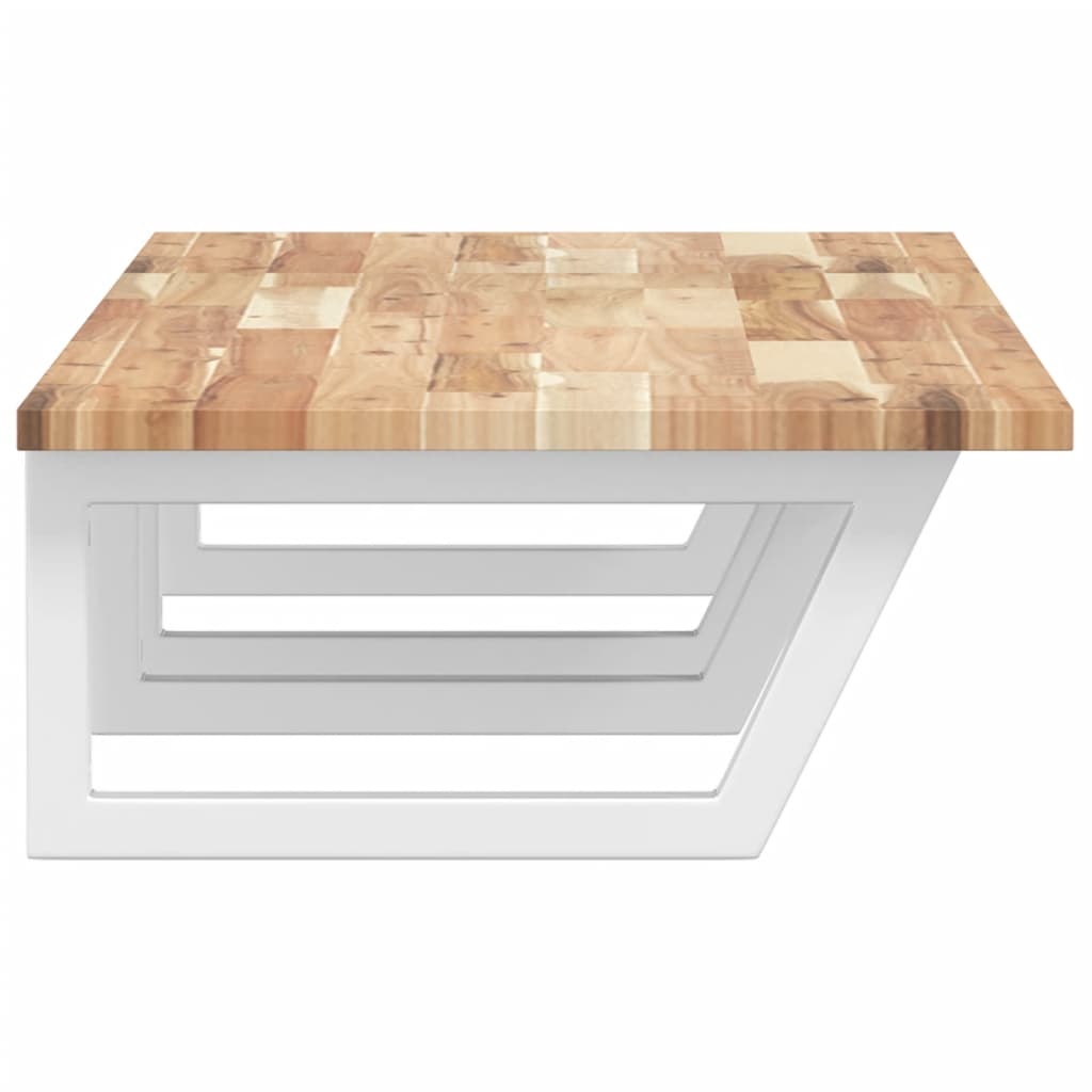 Étagère De Vasque Murale Acier Et Bois Massif D'acacia Marron Et Blanc