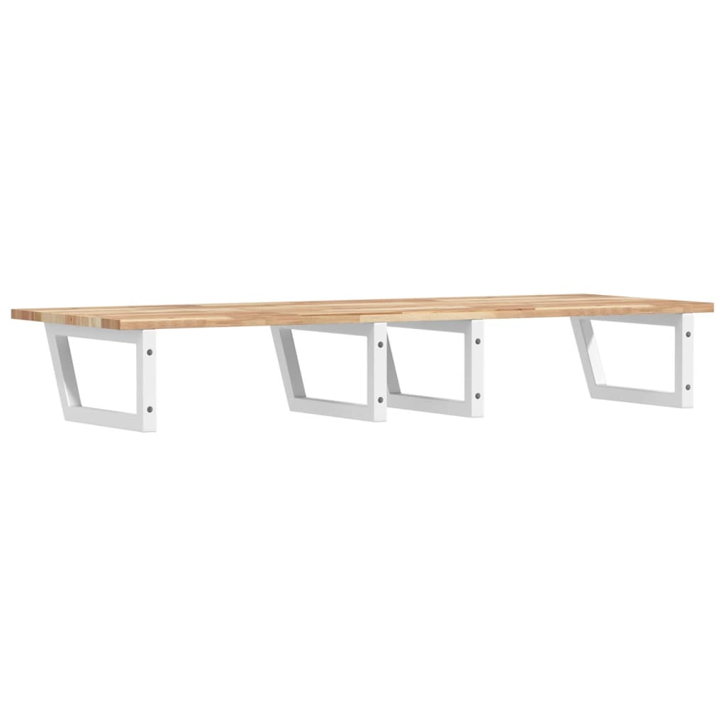 Étagère De Vasque Murale Acier Et Bois Massif D'acacia Marron Et Blanc