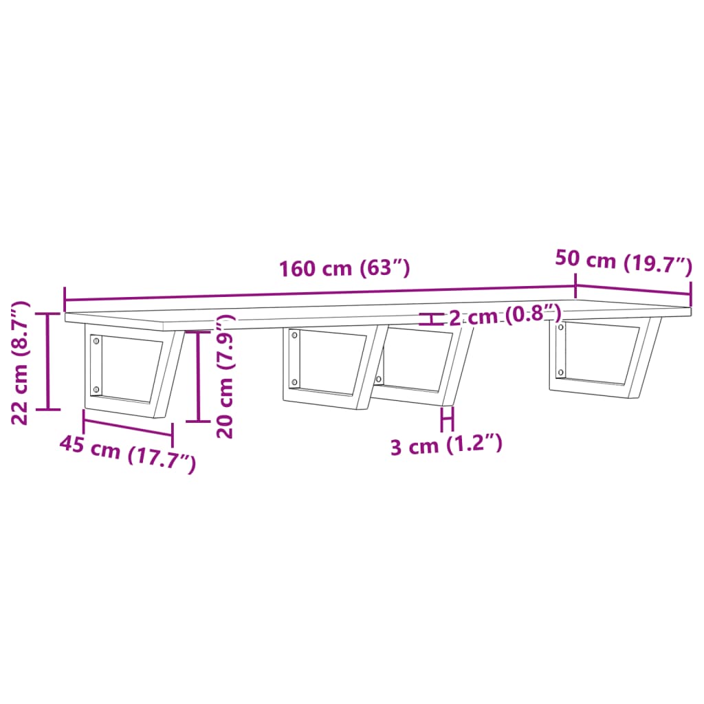 Étagère De Vasque Murale Acier Et Bois Massif D'acacia Marron Et Blanc