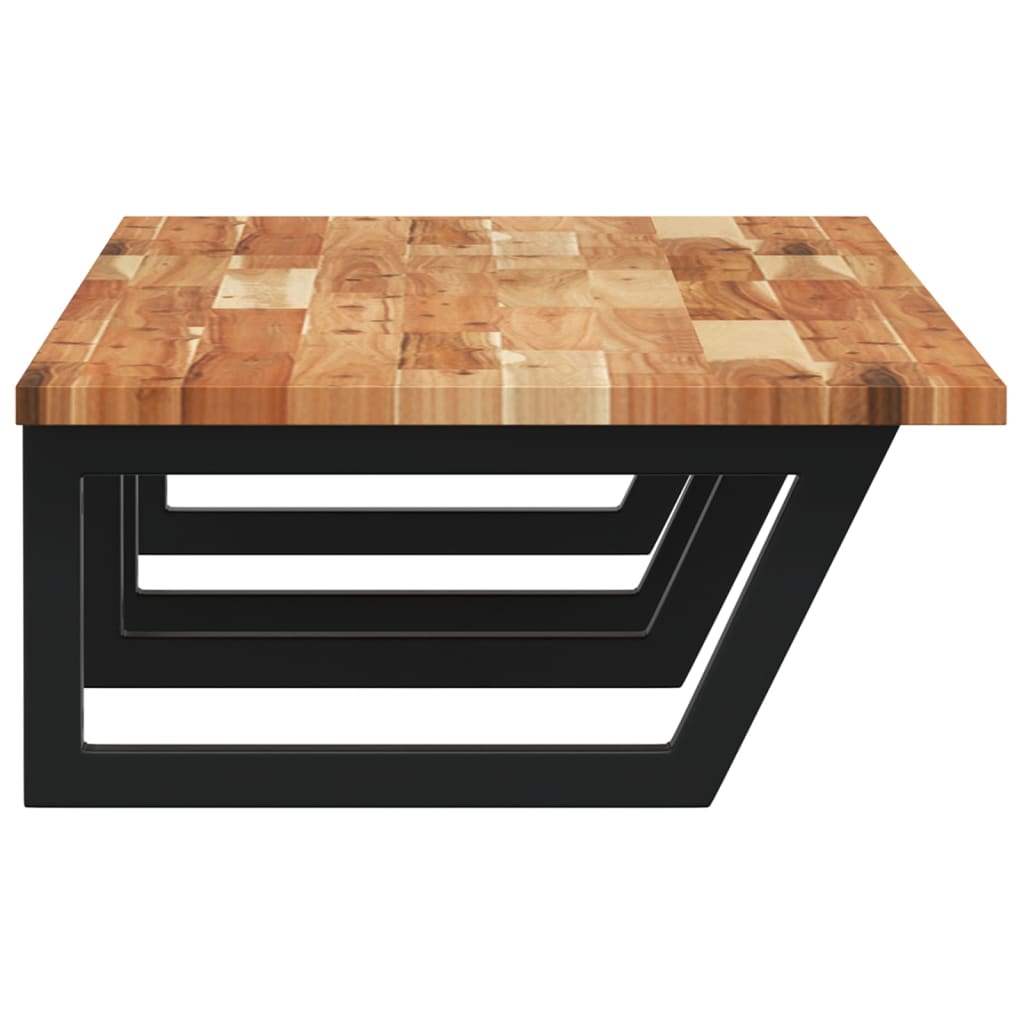 Étagère De Vasque Murale Acier Et Bois Massif D'acacia Marron Foncé Et Noir