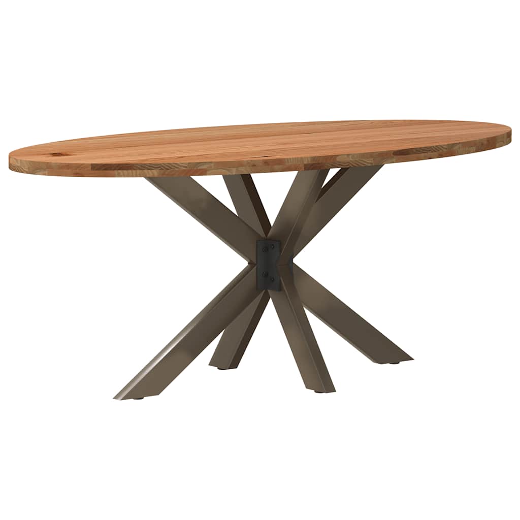 Table À Manger Marron Clair Bois De Chêne Massif Ovale