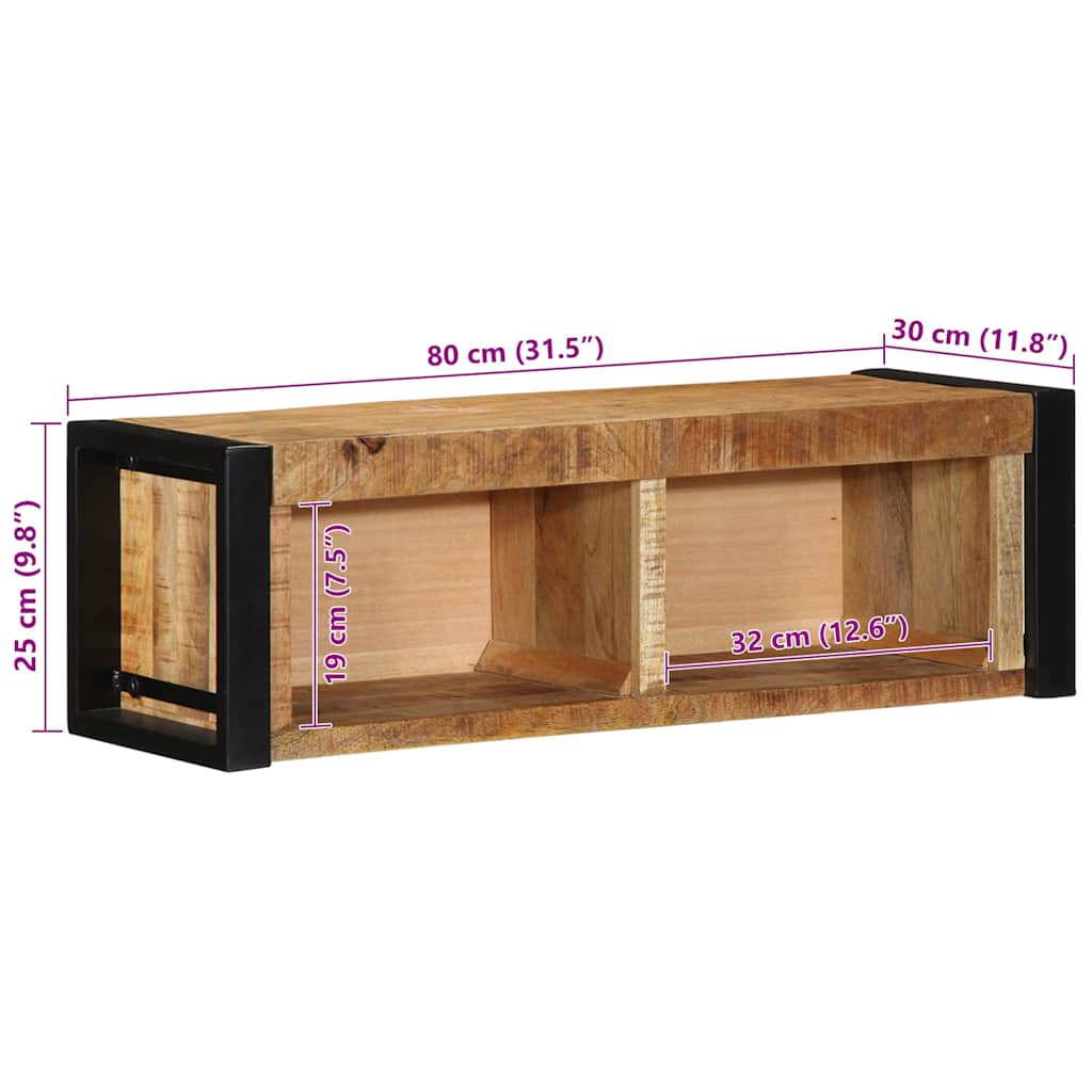 Meuble Tv 80X30X25 Cm Bois Massif De Manguier Brut