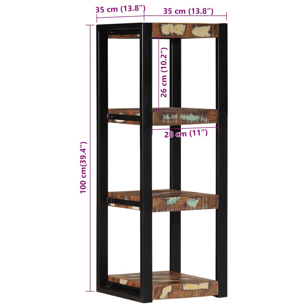 Étagère Murale Multicolore 35X35X100Cm Bois Massif Récupération